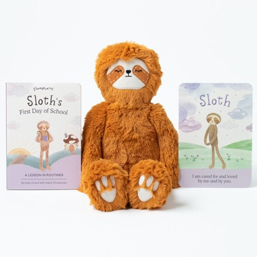 Back To School Harvest Sloth Kin + First Day of School Book-SOFT TOYS-Slumberkins-Joannas Cuties