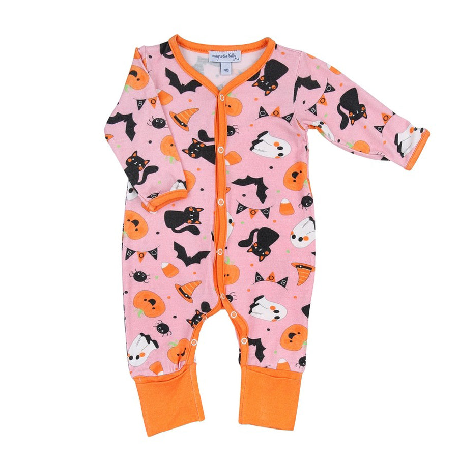 Boo To You! Pink Printed Playsuit-OVERALLS & ROMPERS-Magnolia Baby-Joannas Cuties