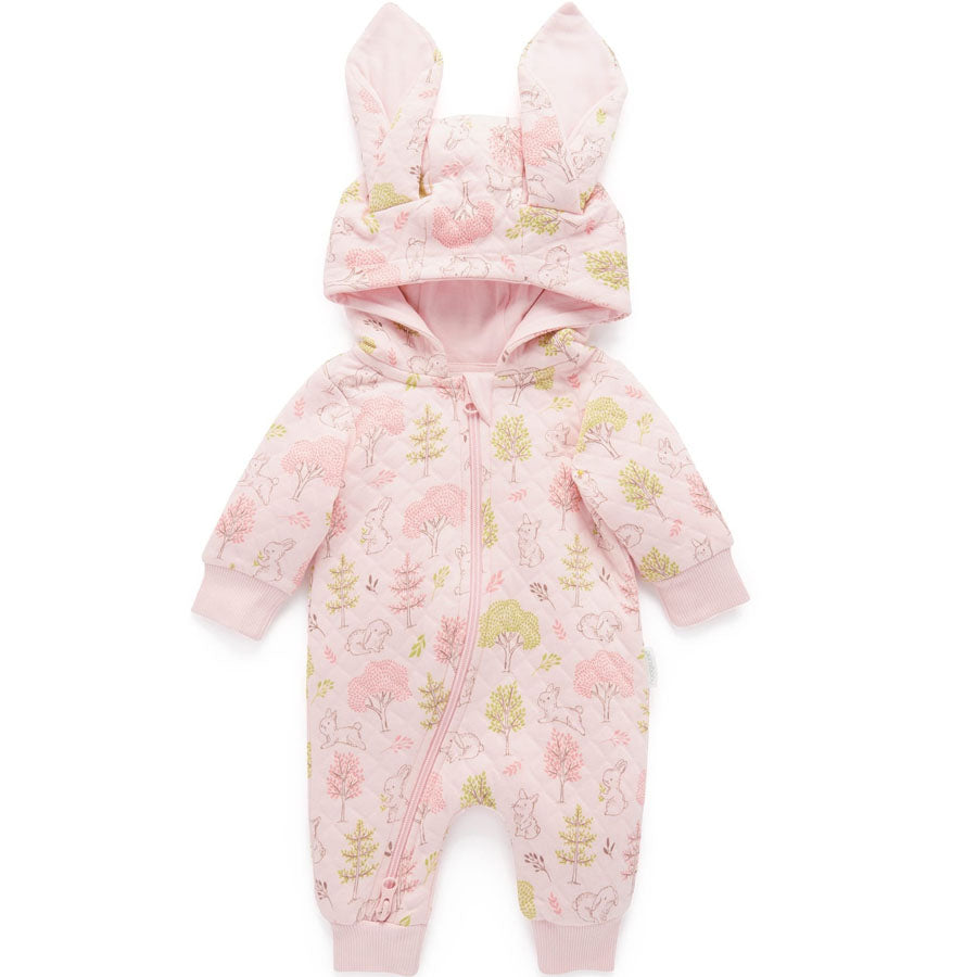 Bunny Quilted Growsuit - Pink-OUTERWEAR-Purebaby-Joannas Cuties