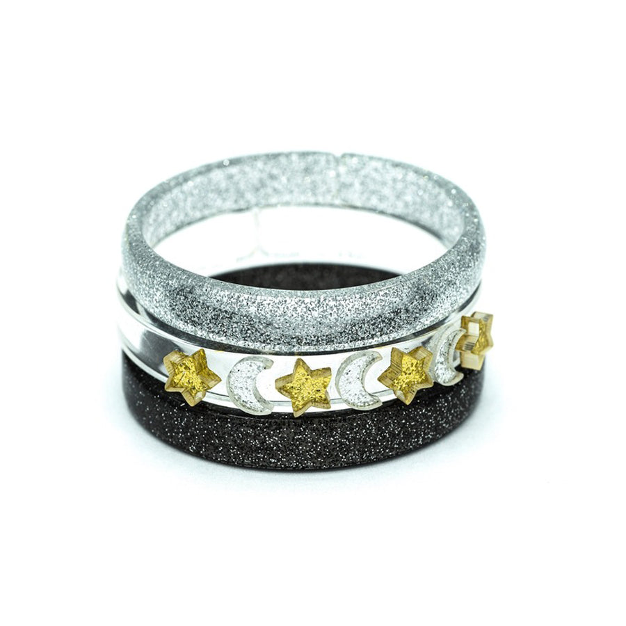 Celestial Glitter Star & Moon Bracelet Set-JEWELRY-Lilies & Roses-Joannas Cuties