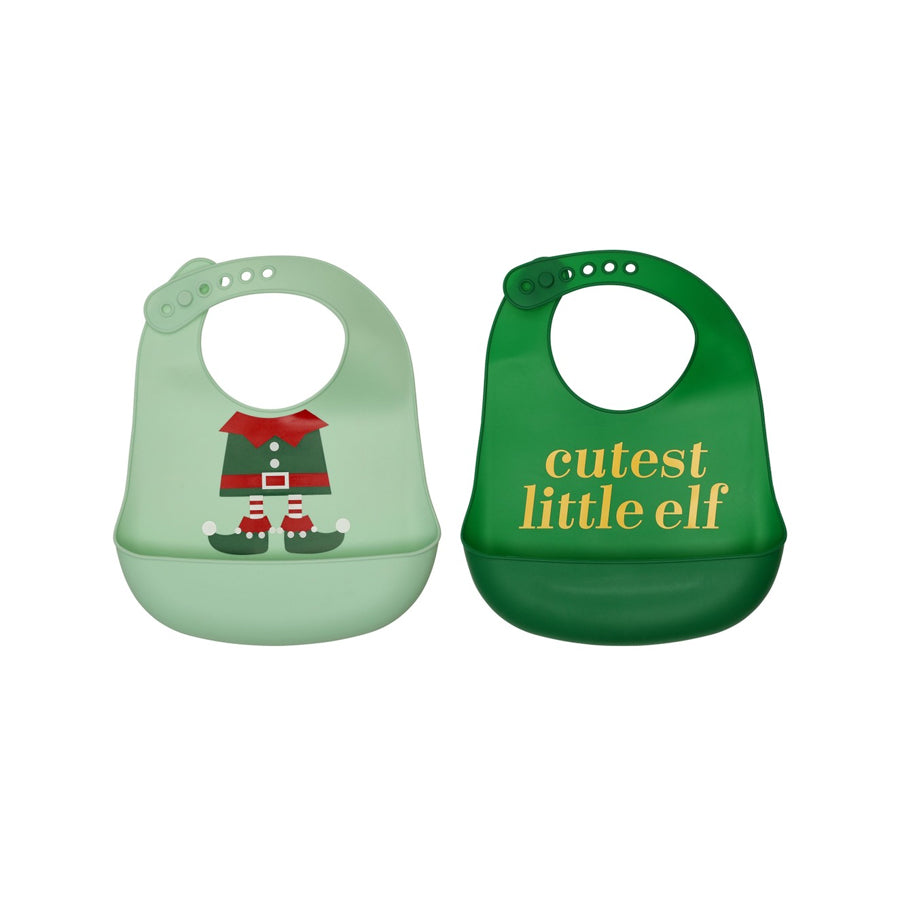 Christmas Elf Baby Silicone Bib Set-BIBS-Pearhead-Joannas Cuties