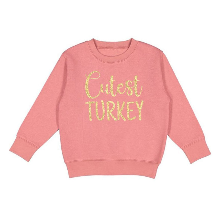 Cutest Turkey Thanksgiving Sweatshirt - Dusty Rose-SWEATSHIRTS & HOODIES-Sweet Wink-Joannas Cuties