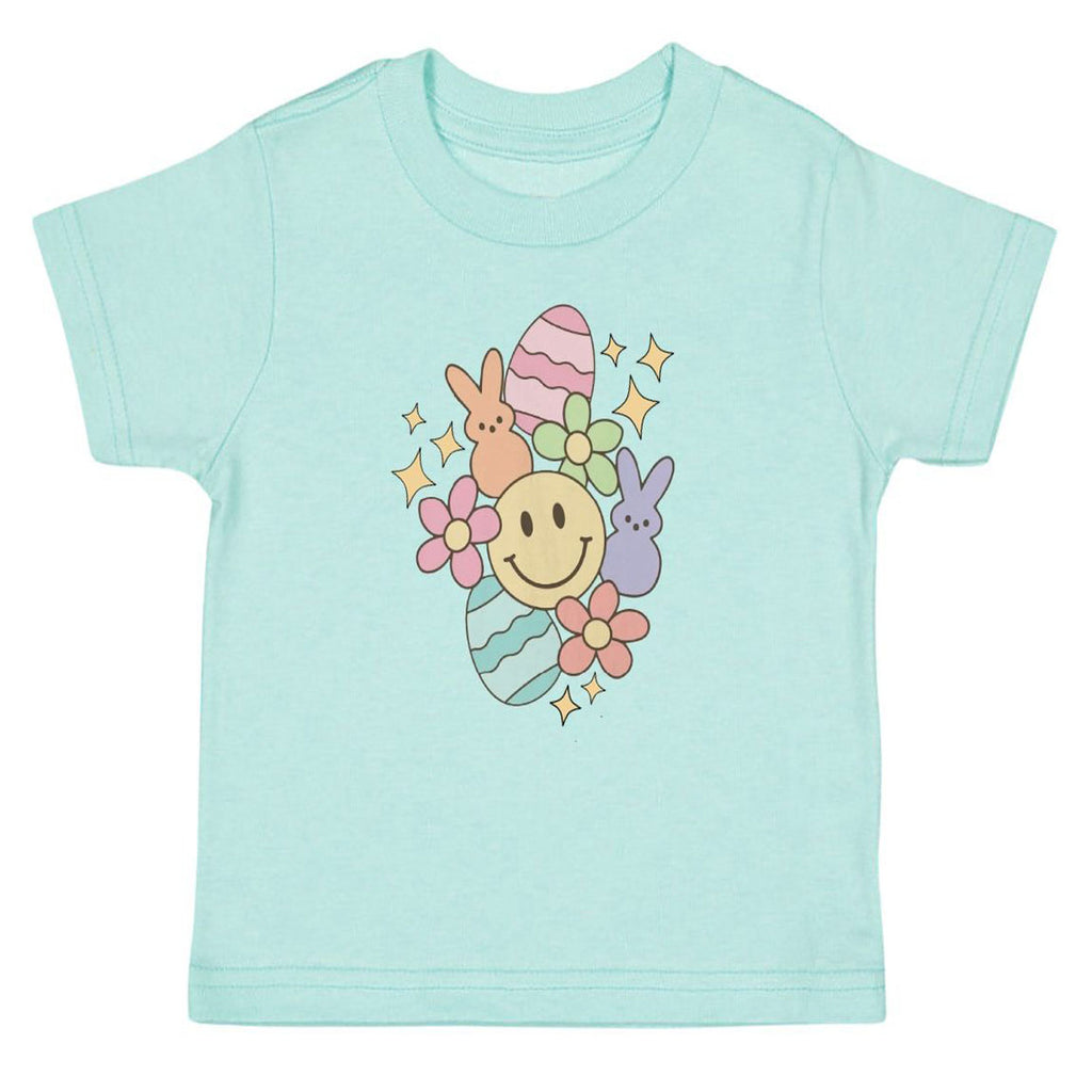 Easter Doodle Short Sleeve T-Shirt - Aqua-TOPS-Sweet Wink-Joannas Cuties