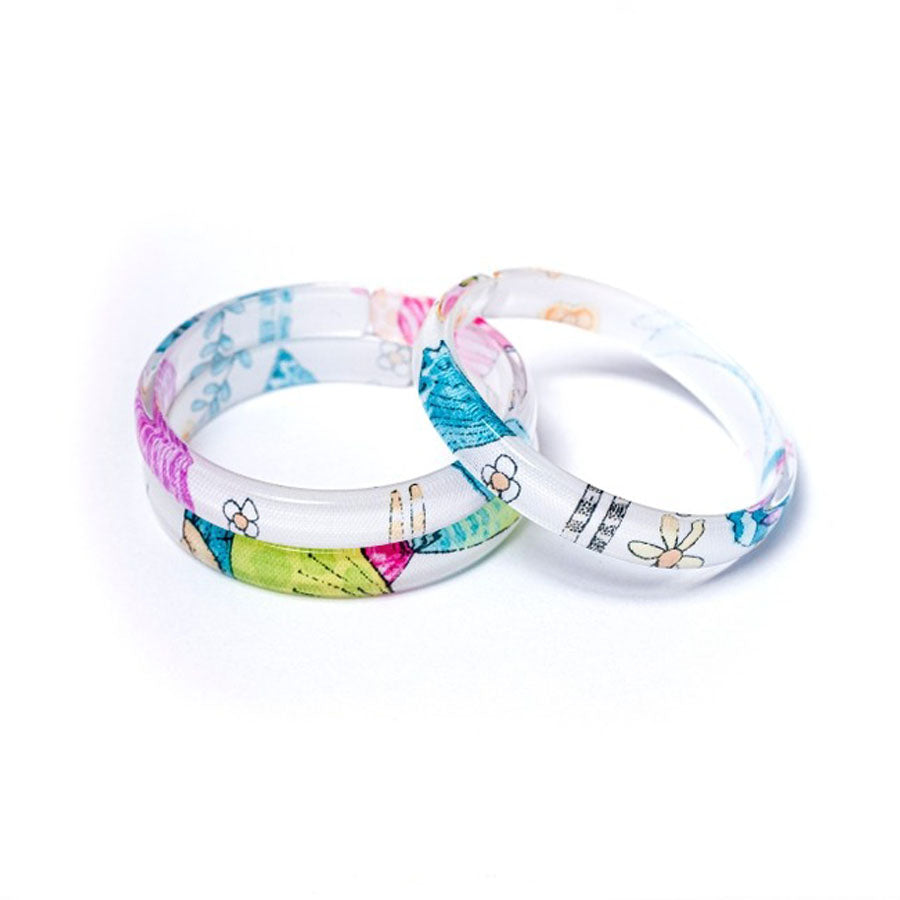 Floral Illustration Bangle - Set Of 3-JEWELRY-Lilies & Roses-Joannas Cuties