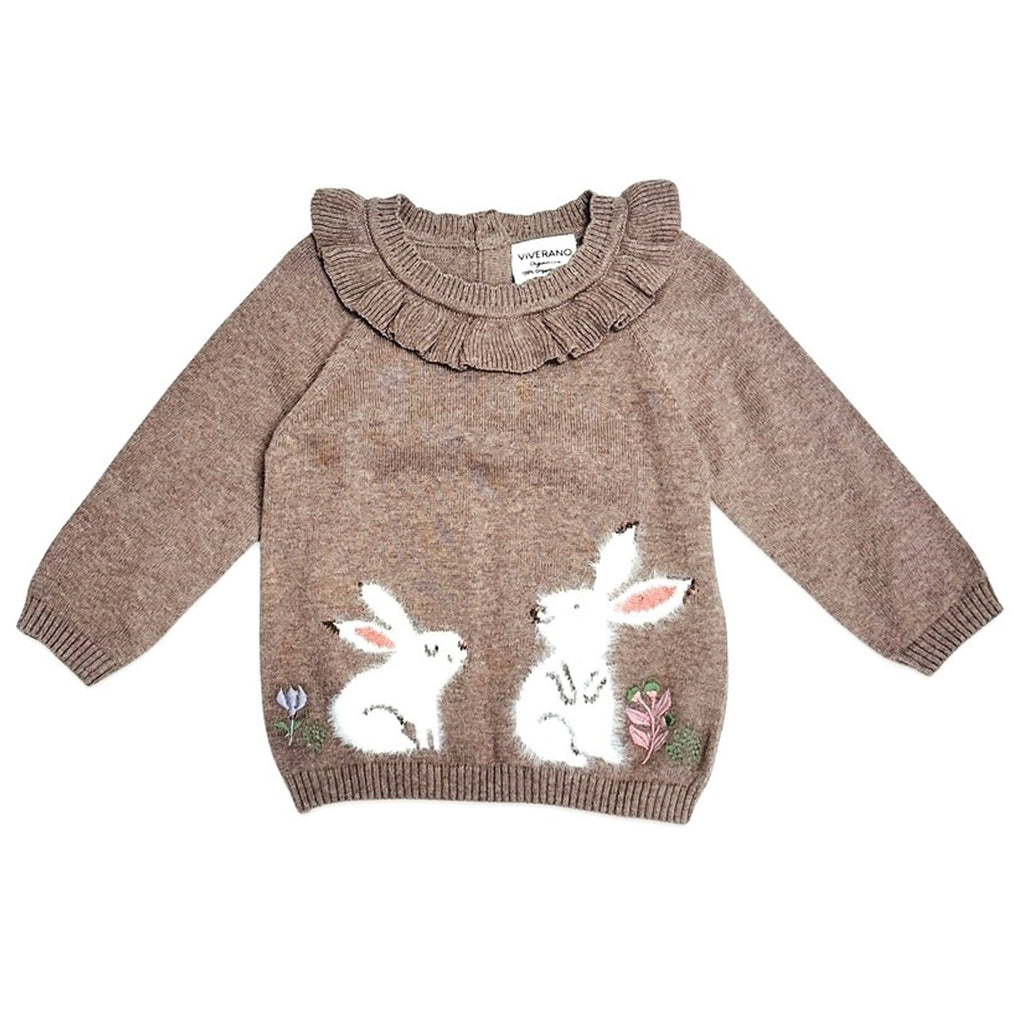 Furry Bunny Ruffle Collar Baby Pullover Sweater