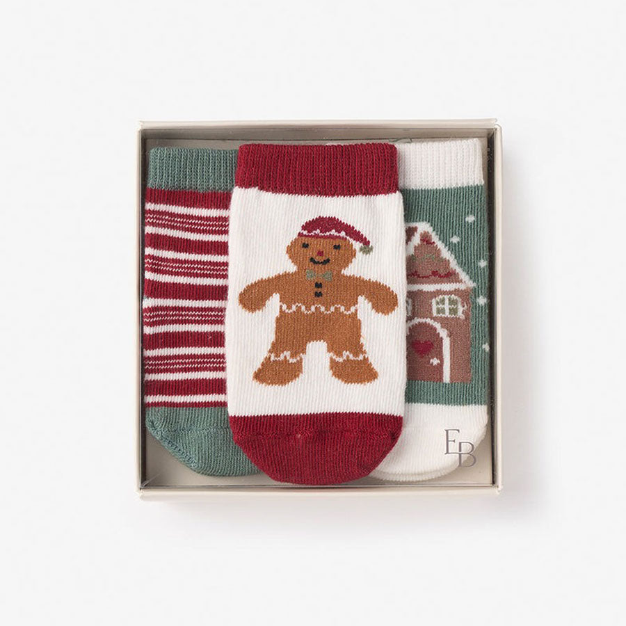 Gingerbread Christmas Socks - 3pk-SOCKS, TIGHTS & LEG WARMERS-Elegant Baby-Joannas Cuties