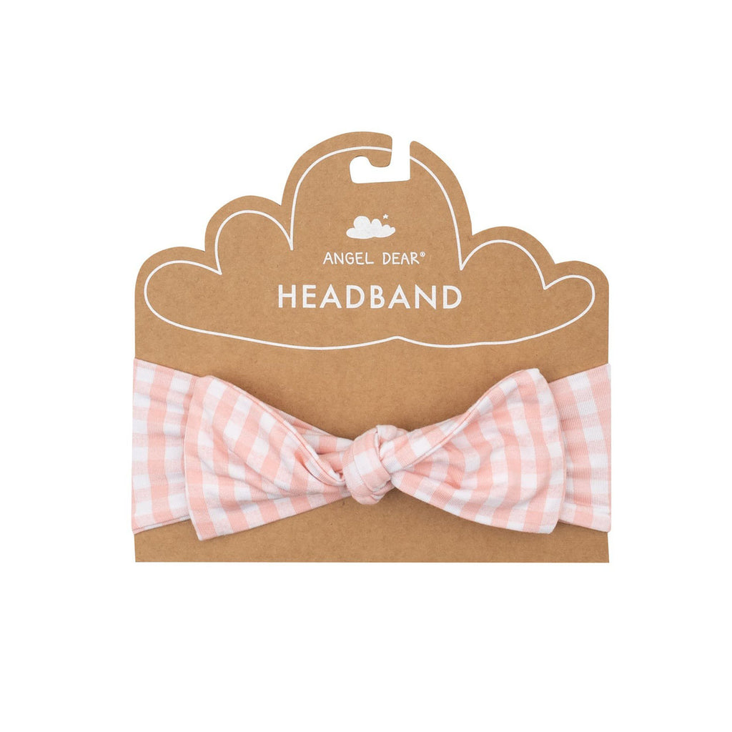 Headband - Mini Gingham Pink-HEADBANDS-Angel Dear-Joannas Cuties