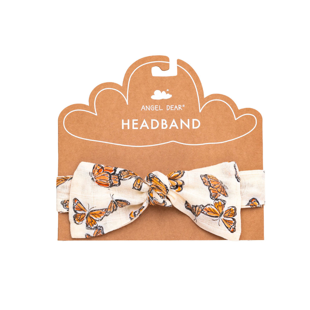 Organic Headband - Painted Monarch Butterflies-HEADBANDS-Angel Dear-Joannas Cuties