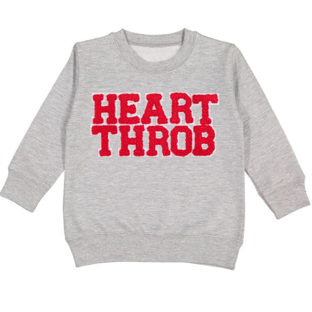 Heart Throb Patch Valentine's Day Sweatshirt - Gray-SWEATSHIRTS & HOODIES-Sweet Wink-Joannas Cuties