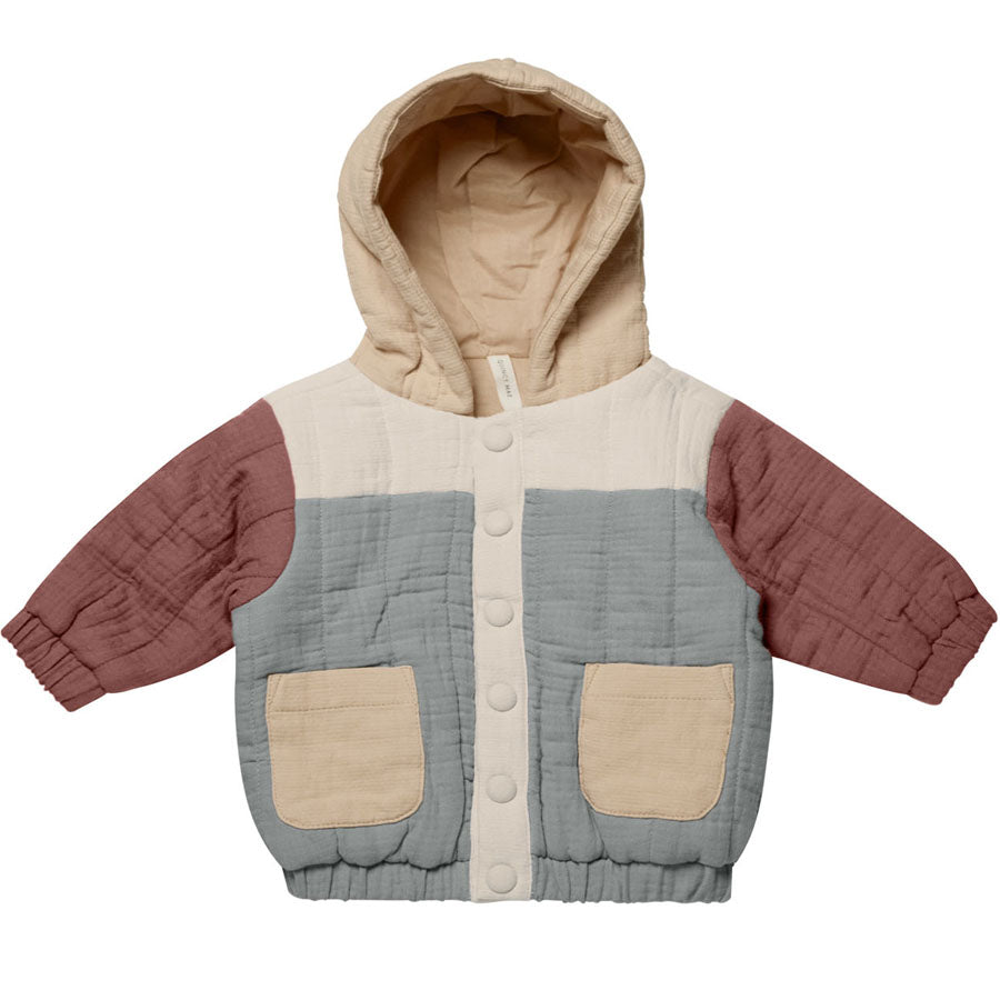 Hooded Woven Jacket - Color Block-OUTERWEAR-Quincy Mae-Joannas Cuties