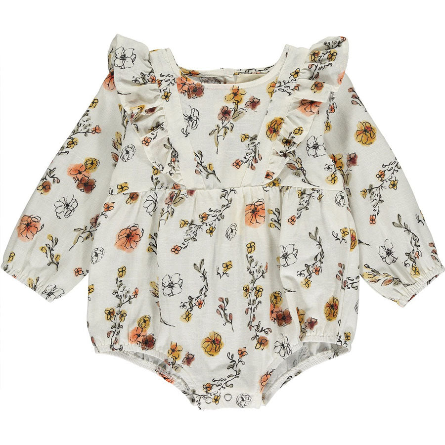 Jenny Bubble In Cream And Autumn Ditsy Floral-OVERALLS & ROMPERS-Vignette-Joannas Cuties