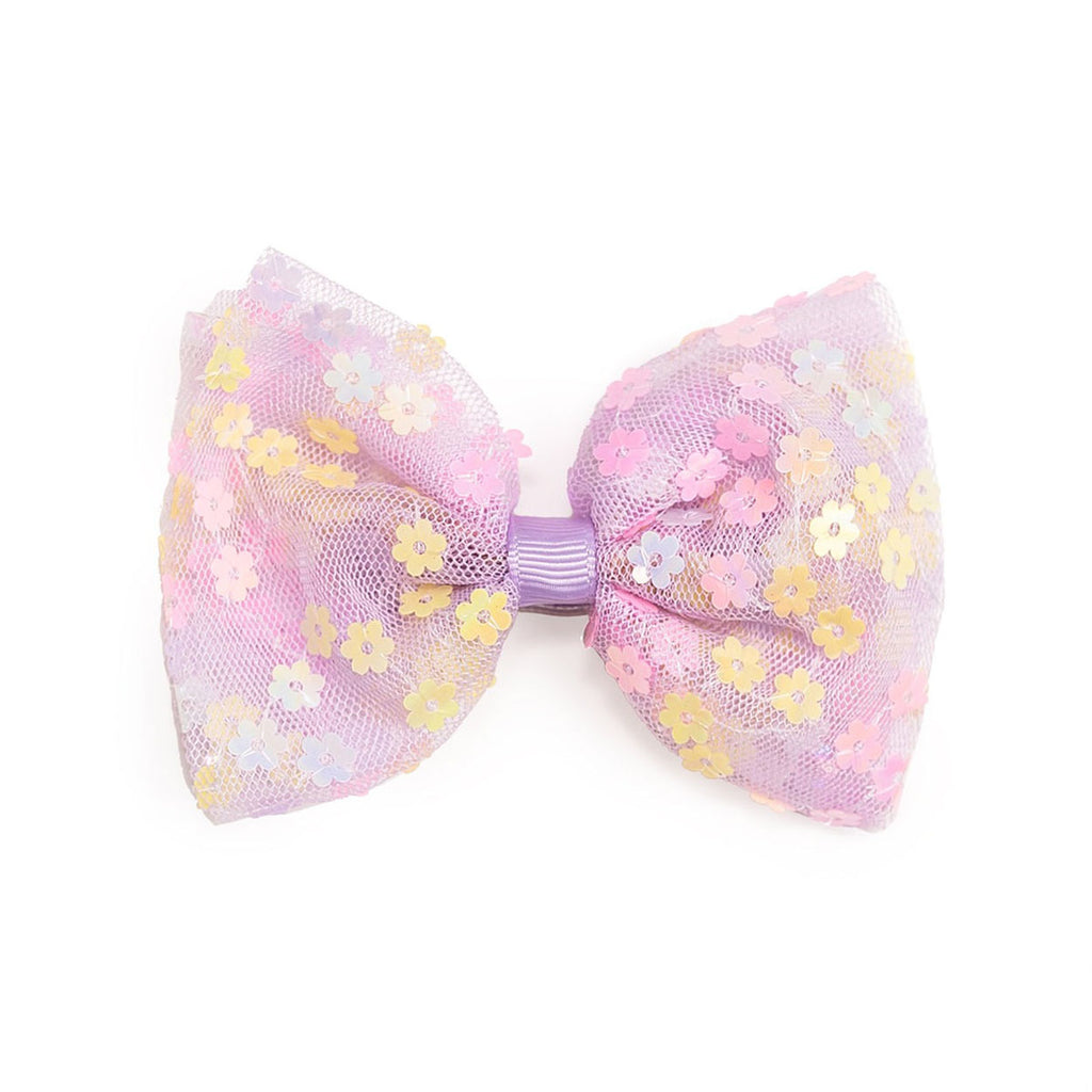 Lavender Confetti Flower Bow Clip-HAIR CLIPS-Sweet Wink-Joannas Cuties
