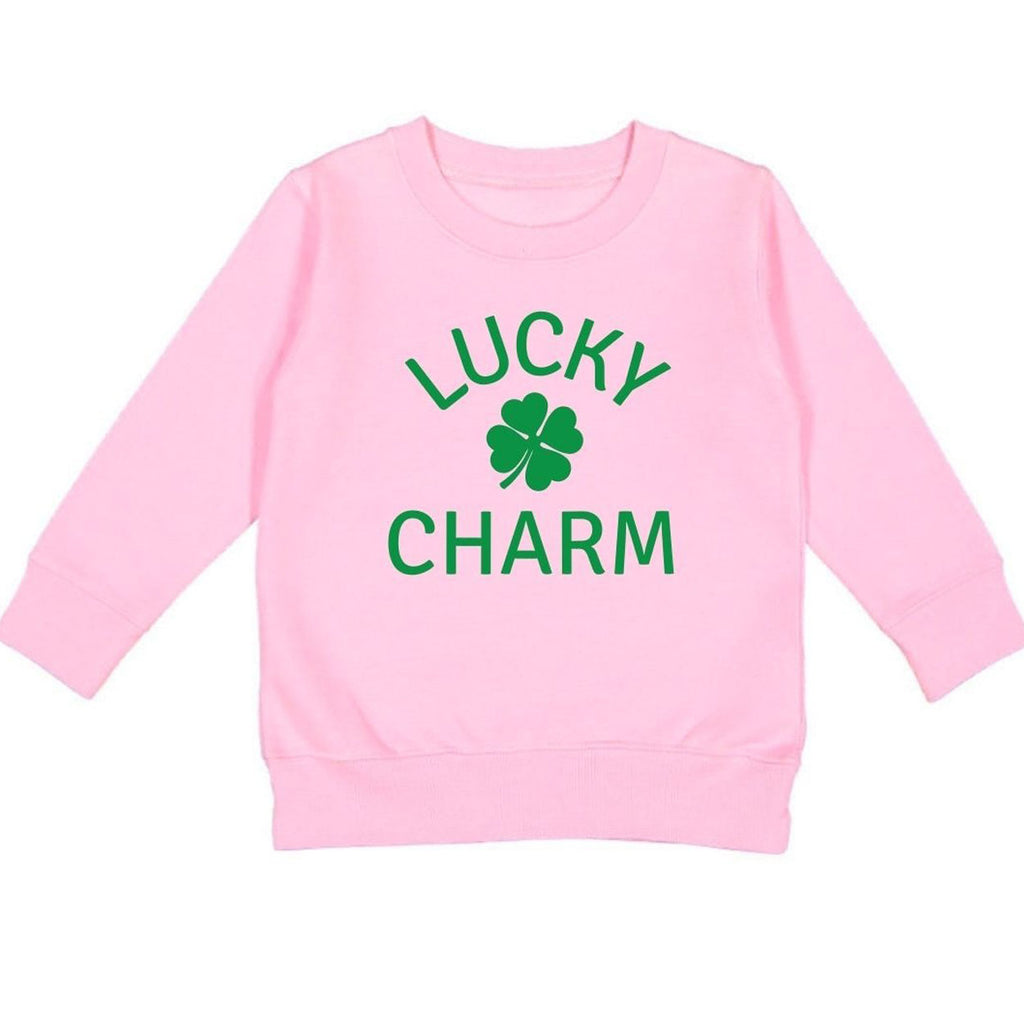 Lucky Charm Shamrock St. Patrick's Day Sweatshirt - Pink-SWEATSHIRTS & HOODIES-Sweet Wink-Joannas Cuties