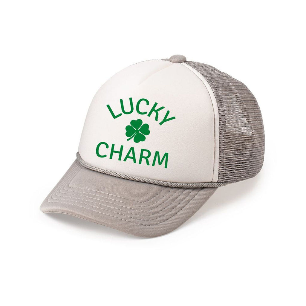 Lucky Charm Shamrock St. Patrick's Day Trucker Hat - Grey-HATS & SCARVES-Sweet Wink-Joannas Cuties