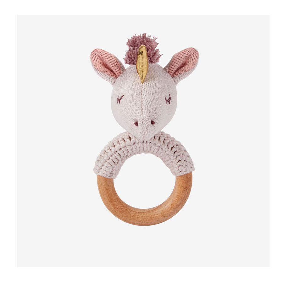 Luna Unicorn Wooden Baby Rattle-RATTLES-Elegant Baby-Joannas Cuties