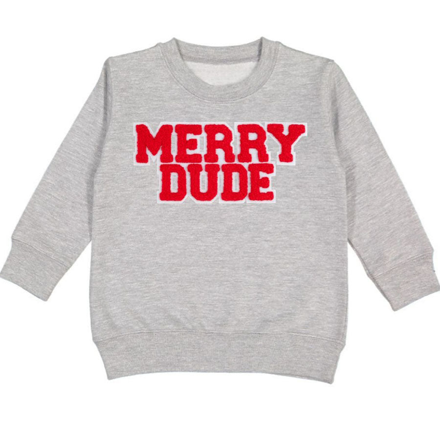Merry Dude Patch Christmas Sweatshirt-SWEATSHIRTS & HOODIES-Sweet Wink-Joannas Cuties