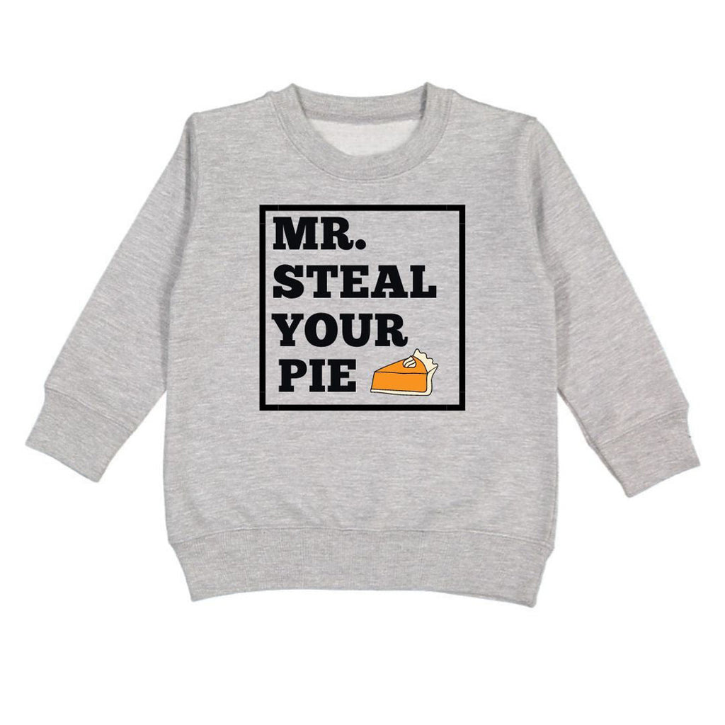 Mr. Steal Your Pie Thanksgiving Sweatshirt - Gray-SWEATSHIRTS & HOODIES-Sweet Wink-Joannas Cuties