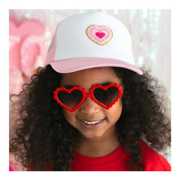 Multi Heart Patch Trucker Hat - Pink/White display picture 2