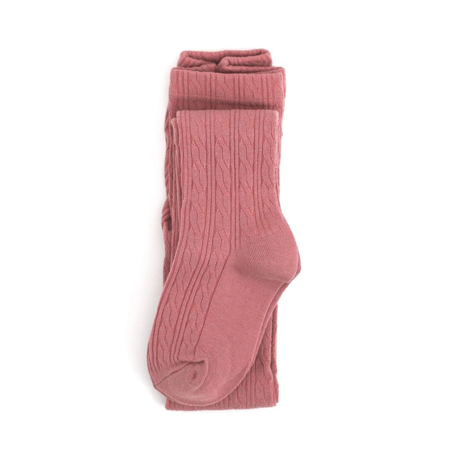 Old Rose Cable Knit Tights-SOCKS, TIGHTS & LEG WARMERS-Little Stocking Co.-Joannas Cuties