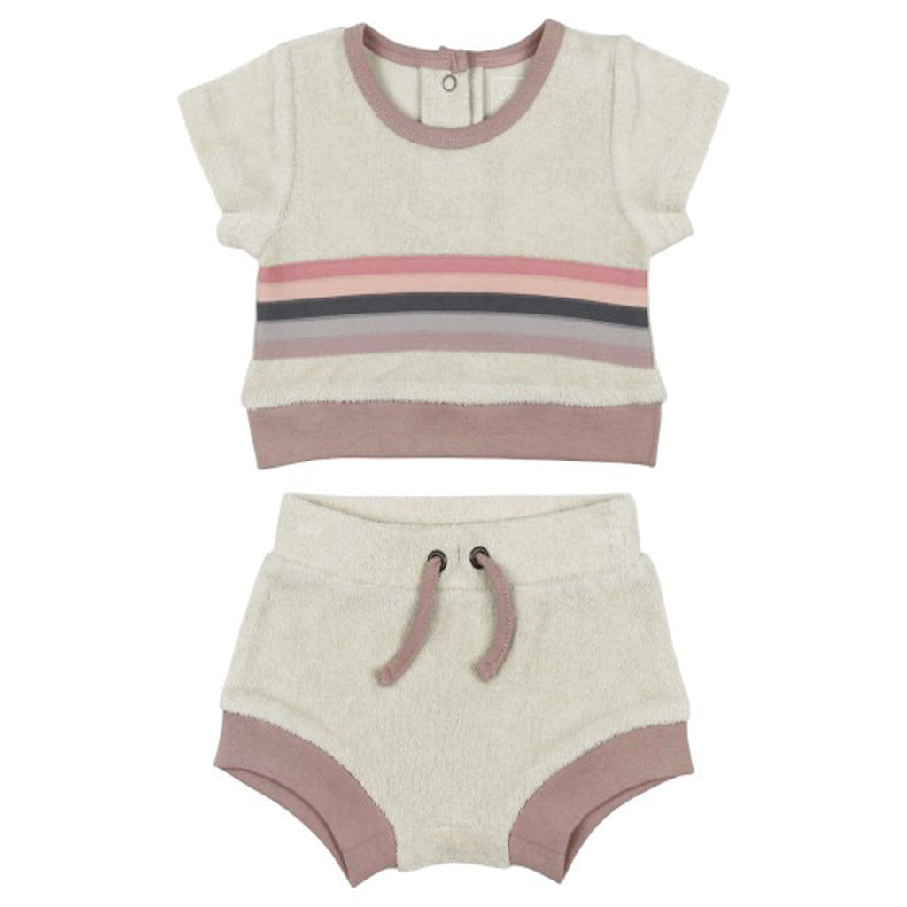 Organic Terry Cloth Tee & Shortie Set In Pink-OUTFITS-L'ovedbaby-Joannas Cuties