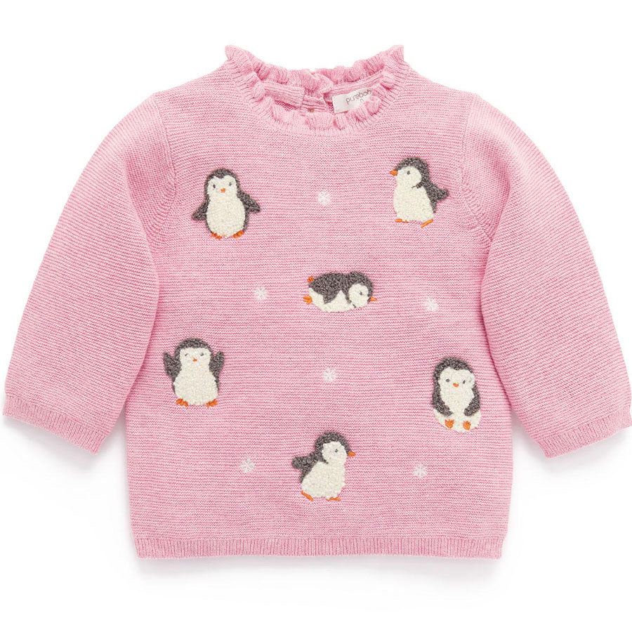Fluffy Penguin Jumper-CARDIGANS & SWEATERS-Purebaby-Joannas Cuties