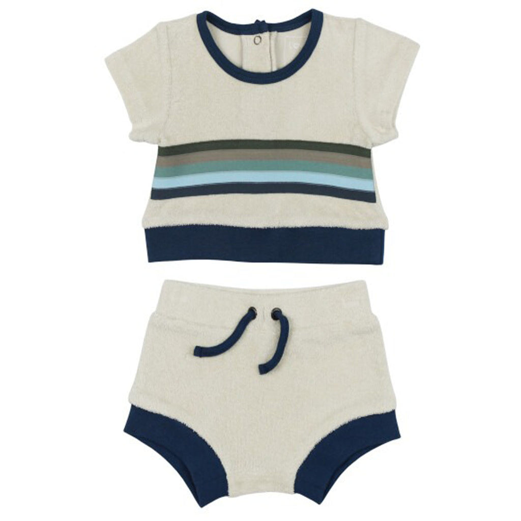 Organic Terry Cloth Tee & Shortie Set In Blue-OUTFITS-L'ovedbaby-Joannas Cuties