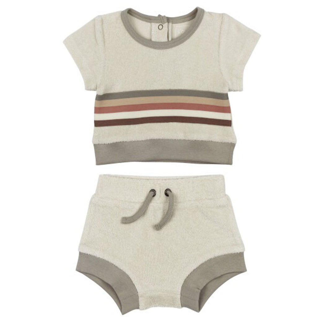 Organic Terry Cloth Tee & Shortie Set In Neutral-OUTFITS-L'ovedbaby-Joannas Cuties