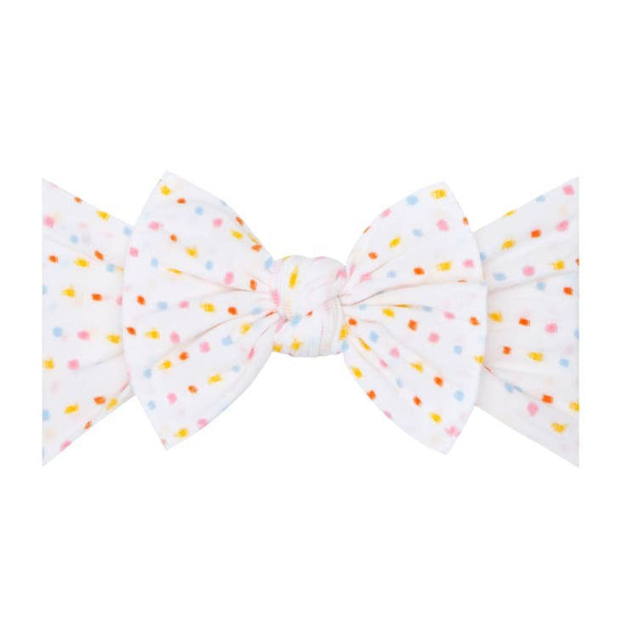 Patterned Shabby Knot - White Rainbow Dot-HEADBANDS-Baby Bling-Joannas Cuties