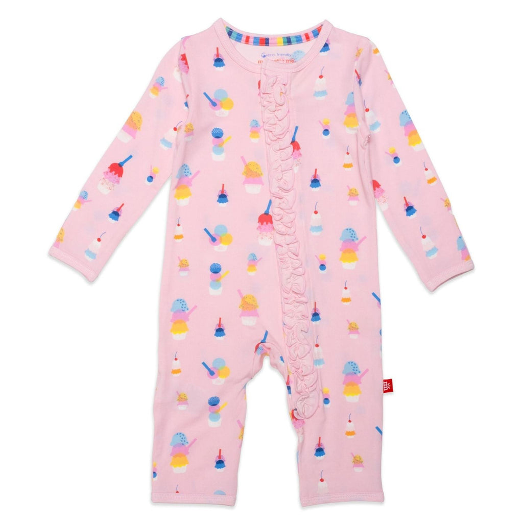 Pink Sundae Funday Modal Magnetic Coverall With Ruffles
