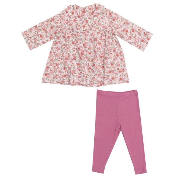 Angel Dear Girls' Peter Pan Collar Dress & Leggings Set - Baby - Pink - Size 6-12 Months Angel Dear Girls' Peter Pan Collar Dress & Leggings Set - Baby - Pink - Size 6-12 Months