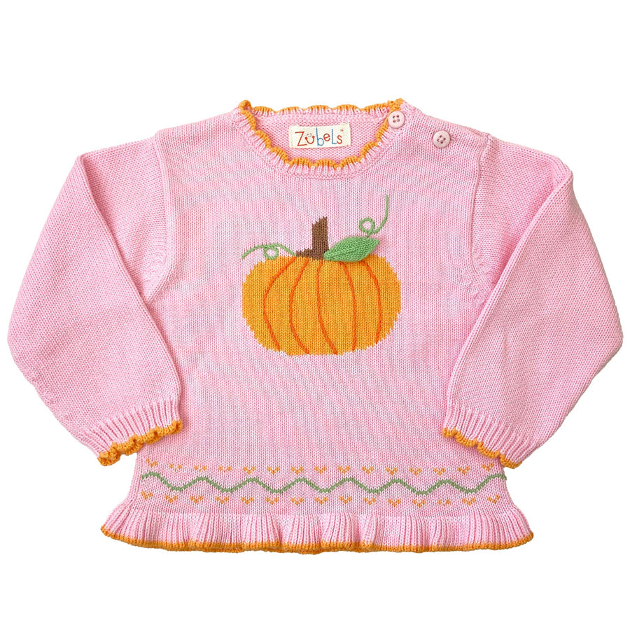 Pumpkin Cotton Knit Sweater-CARDIGANS & SWEATERS-Zubels-Joannas Cuties