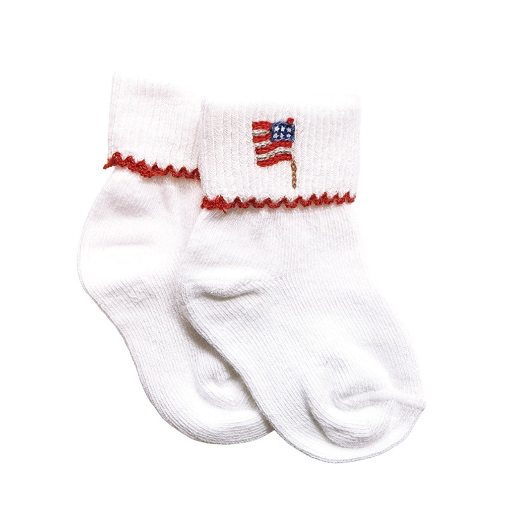 Red, White Blue! Red Emb Socks