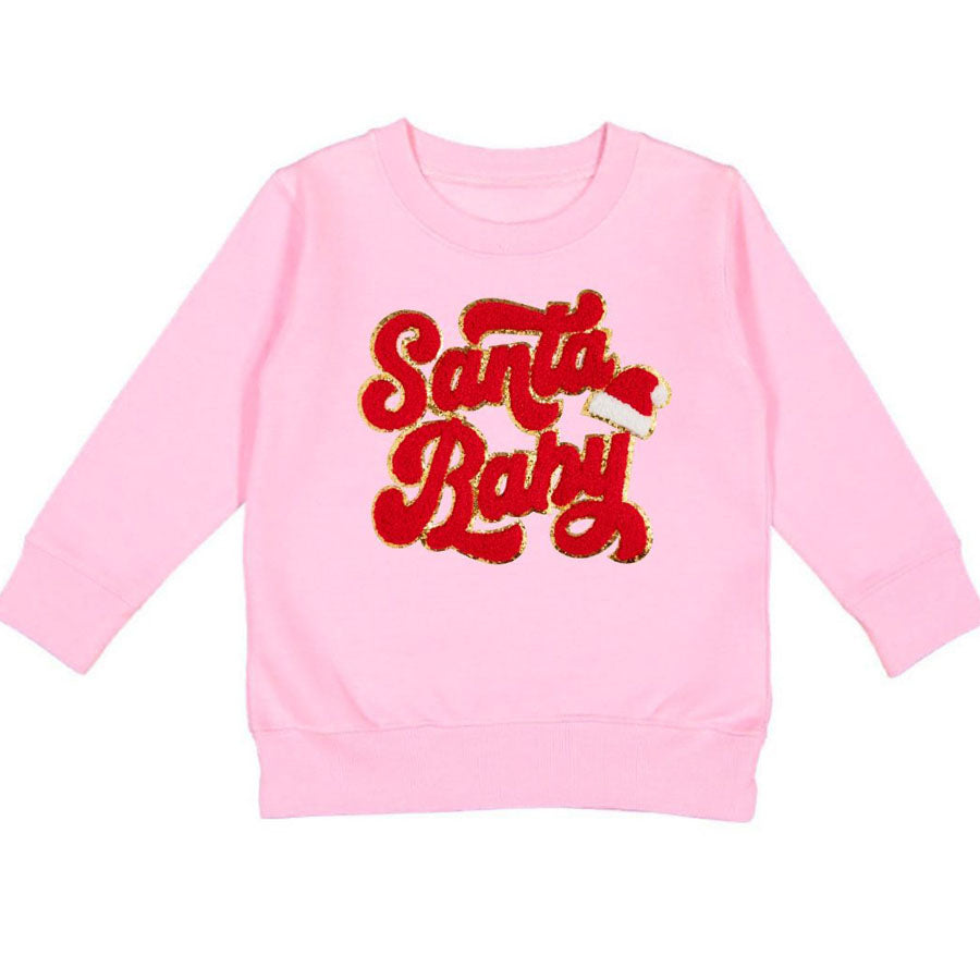 Santa Baby Patch Christmas Sweatshirt-SWEATSHIRTS & HOODIES-Sweet Wink-Joannas Cuties