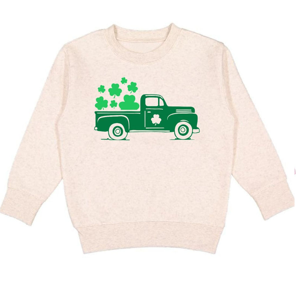 Shamrock Truck St. Patrick's Day Sweatshirt - Natural-SWEATSHIRTS & HOODIES-Sweet Wink-Joannas Cuties