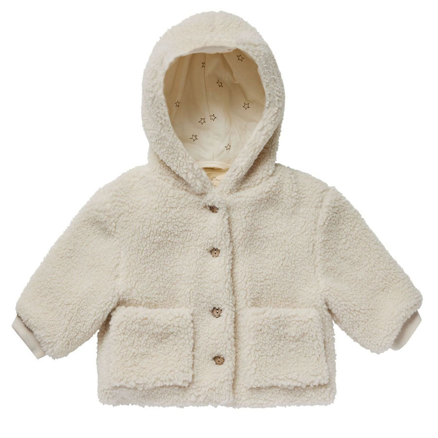 Shearling Baby Coat With Hood - Natural-SWEATSHIRTS & HOODIES-Rylee + Cru-Joannas Cuties