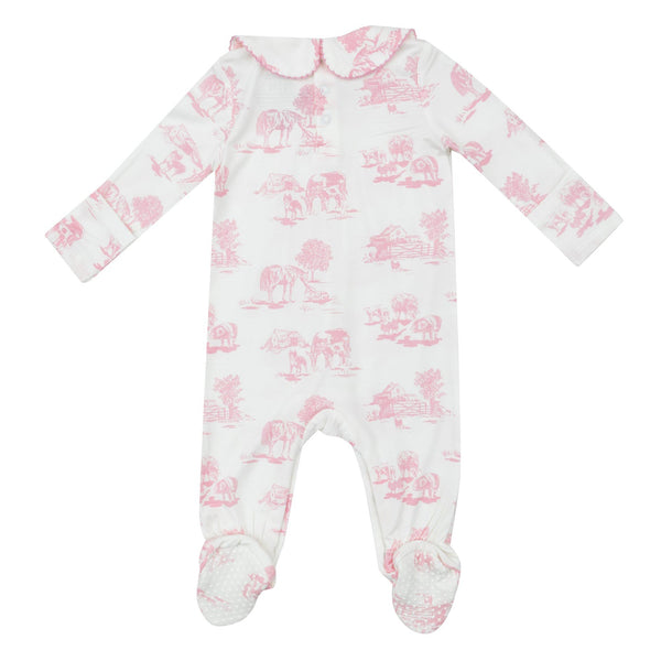 Angel Dear Smocked Peter Pan Snap Footie II Dainty Buds and Bows Stripe main image 1