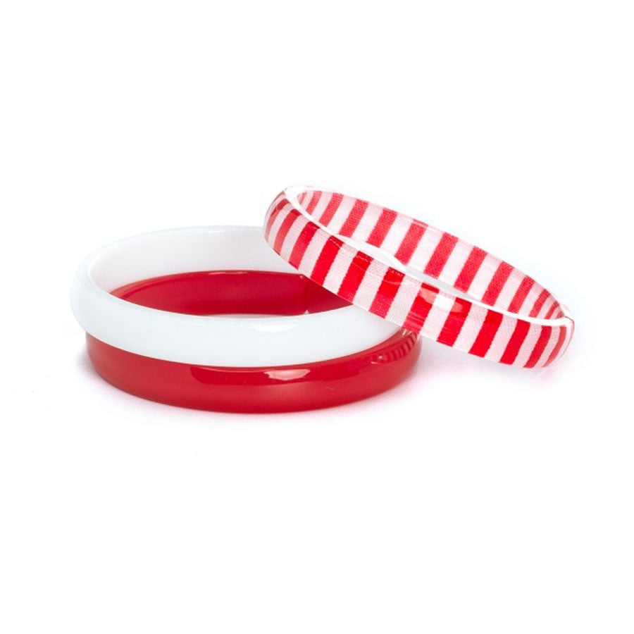 Stripes Red White Mix Bangles-JEWELRY-Lilies & Roses-Joannas Cuties