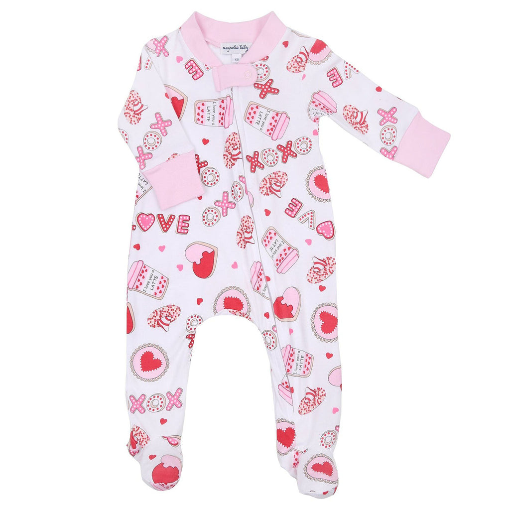 Sweet Valentine Printed Zip Footie-FOOTIES-Magnolia Baby-Joannas Cuties