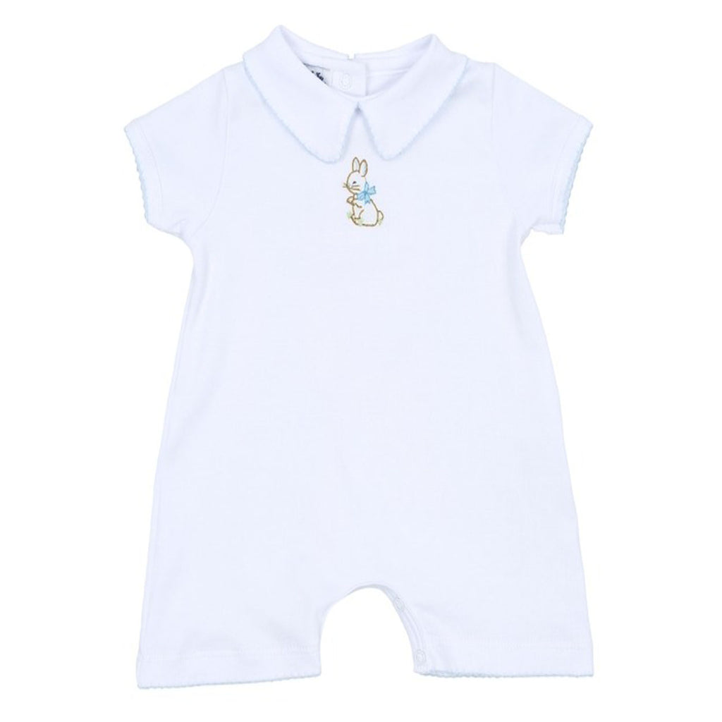 Vintage Bunny Blue Emb Collared Short Playsuit-OVERALLS & ROMPERS-Magnolia Baby-Joannas Cuties