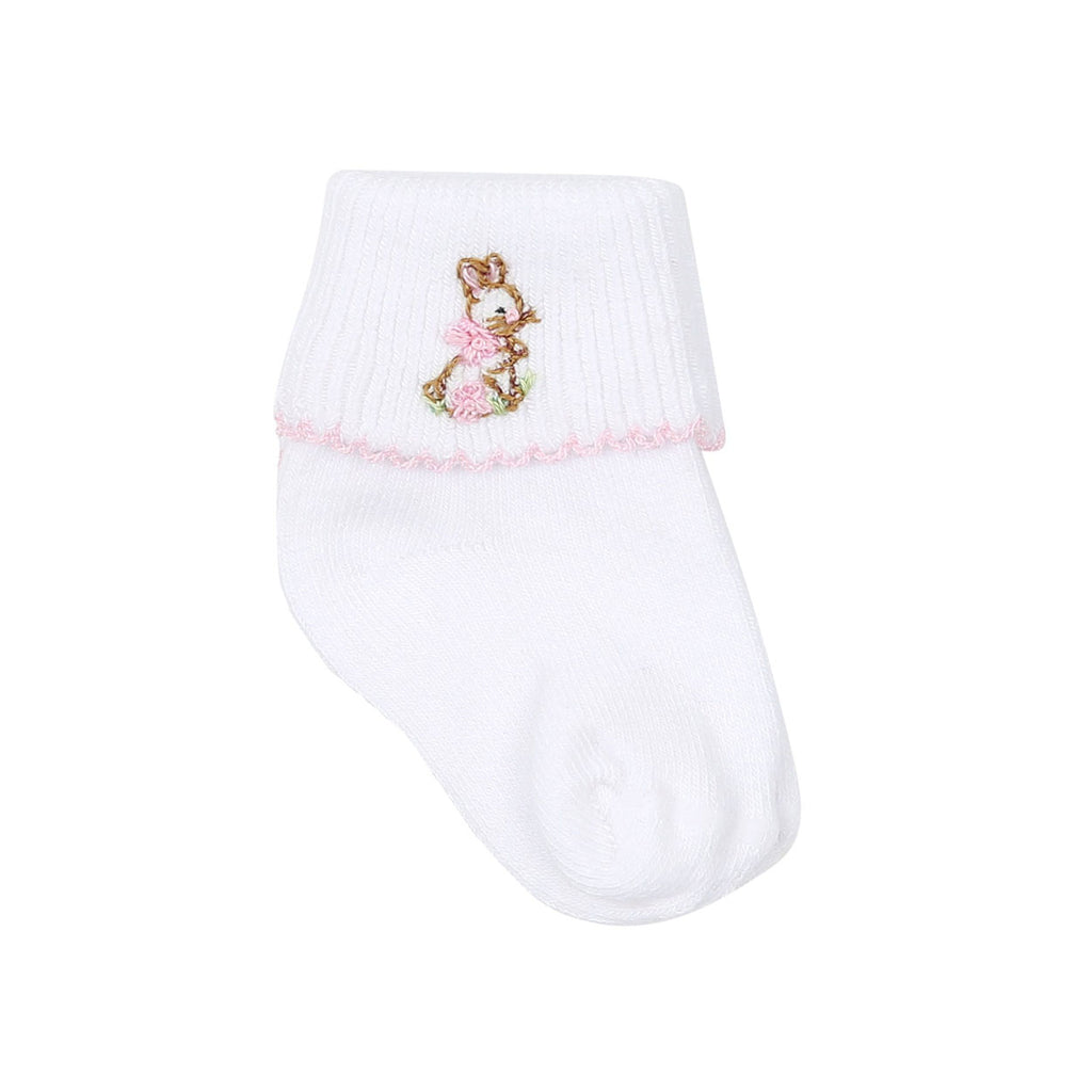 Vintage Bunny Pink Embroidered Socks-SOCKS, TIGHTS & LEG WARMERS-Magnolia Baby-Joannas Cuties
