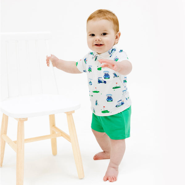 Baby Golf Carts Blue Polo 2 Way Zipper Footie main image 0