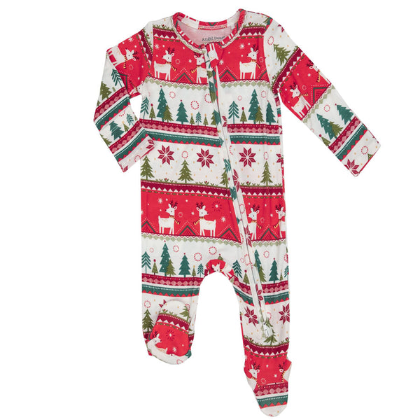 Angel Dear Vintage Deer Fair Isle Zipper Footie main image 1