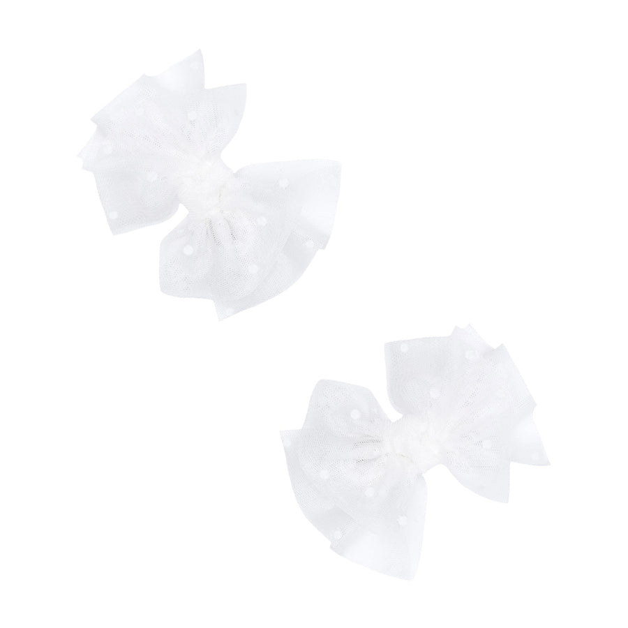 2pk Tulle Baby Fab Clips - White-HAIR CLIPS-Baby Bling-Joannas Cuties