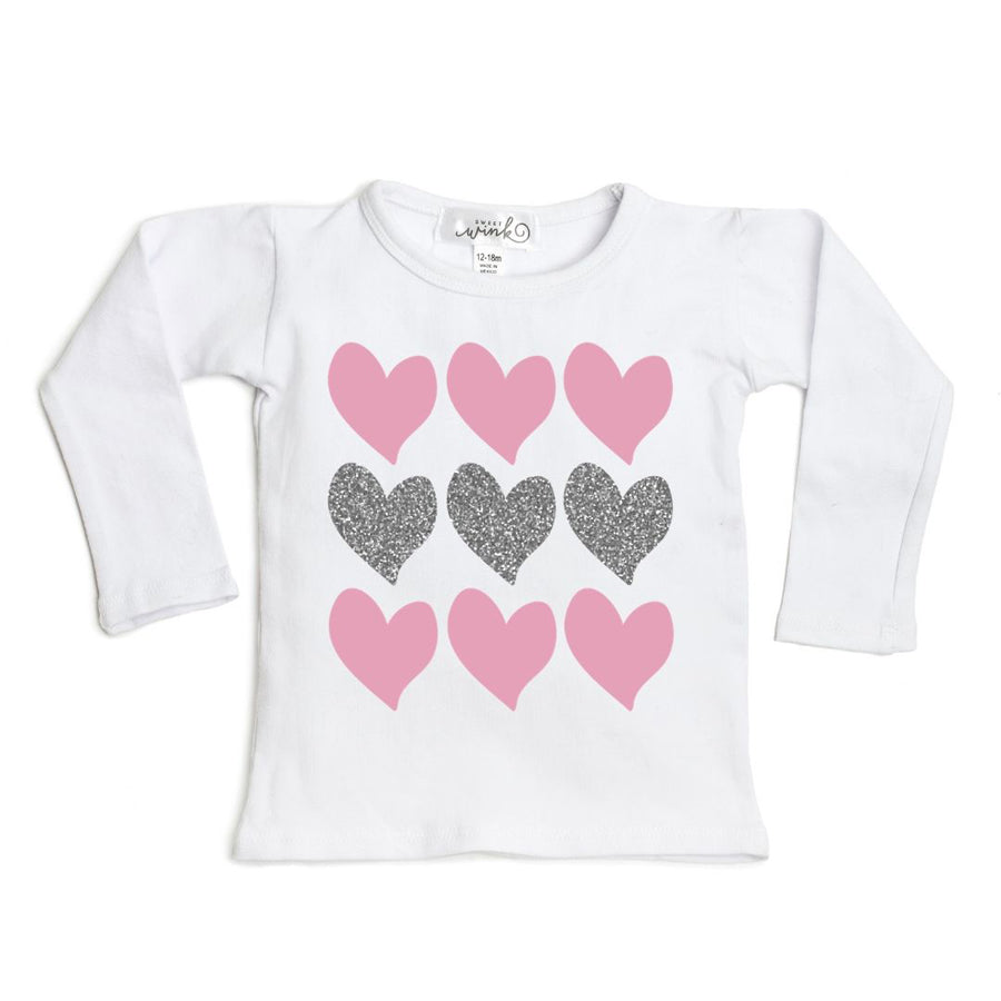 Triple Heart L/S Shirt - White-Sweet Wink-Joanna's Cuties