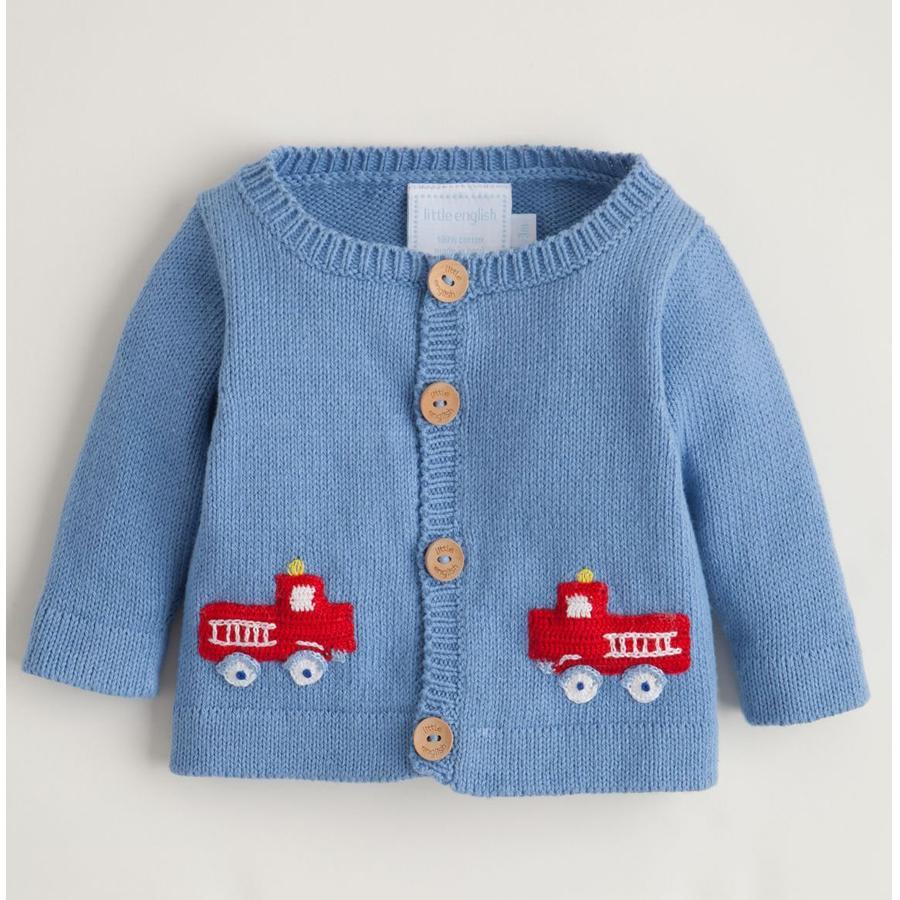 Boys Crochet Sweater - Fire Truck - Little English - joannas-cuties