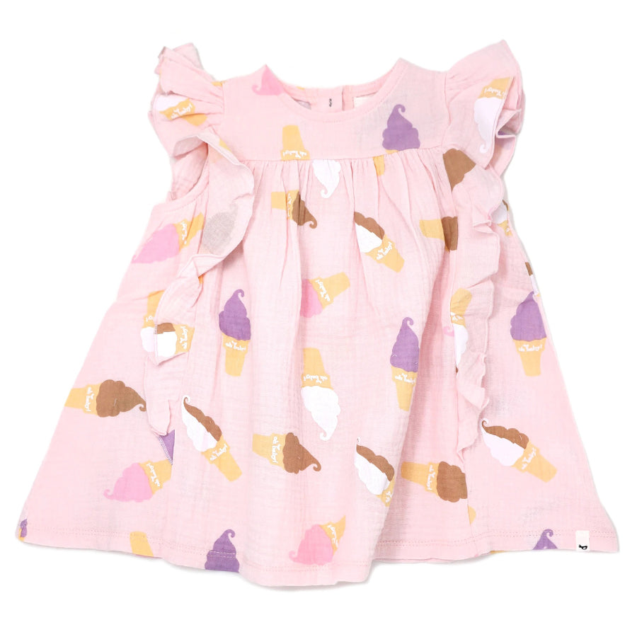 Gauze Millie Dress - Soft Serve Ice Cream Print-DRESSES & SKIRTS-Oh Baby-Joannas Cuties