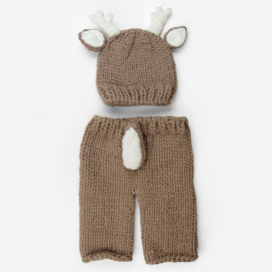 Hartley Deer Set - Acrylic Hand Knit Newborn Baby Outfit-The Blueberry Hill-Joanna's Cuties