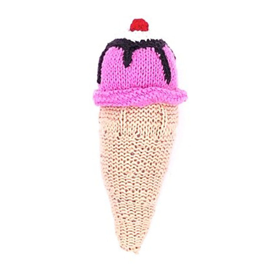 Ice Cream Cone Rattle - Strawberry-RATTLES-Pebble-Joannas Cuties