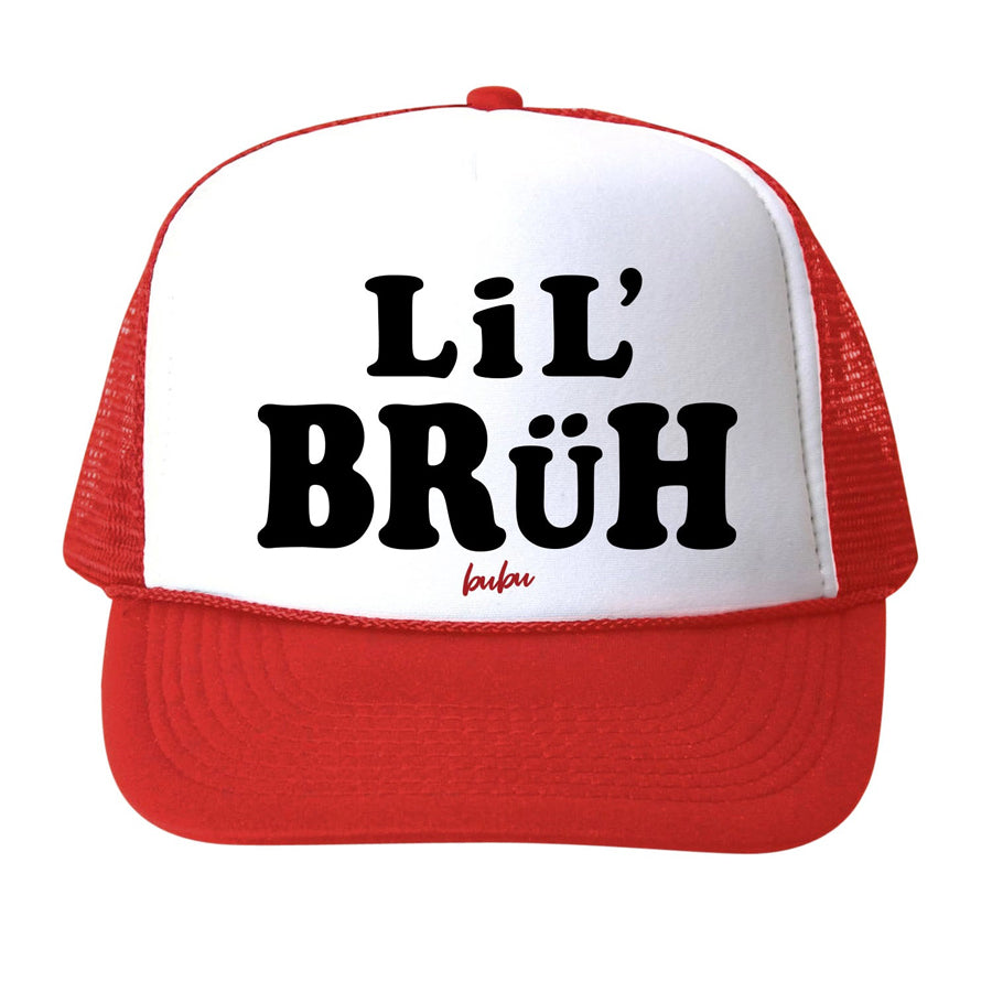 Lil Bruh White - Red Trucker Hat-SUN HATS-Bubu-Joannas Cuties