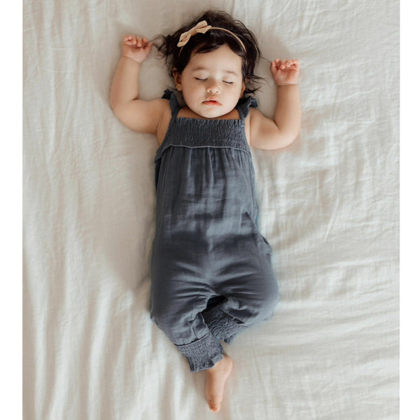 Muslin Sleeveless Romper in Moonstone